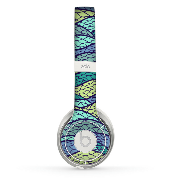 The Green and Blue Stain Glass Skin for the Beats by Dre Solo 2 Headphones