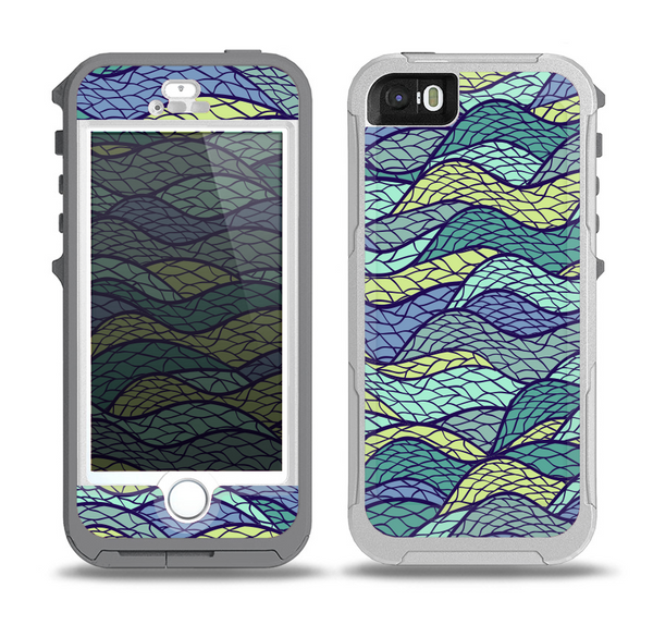 The Green and Blue Stain Glass Skin for the iPhone 5-5s OtterBox Preserver WaterProof Case