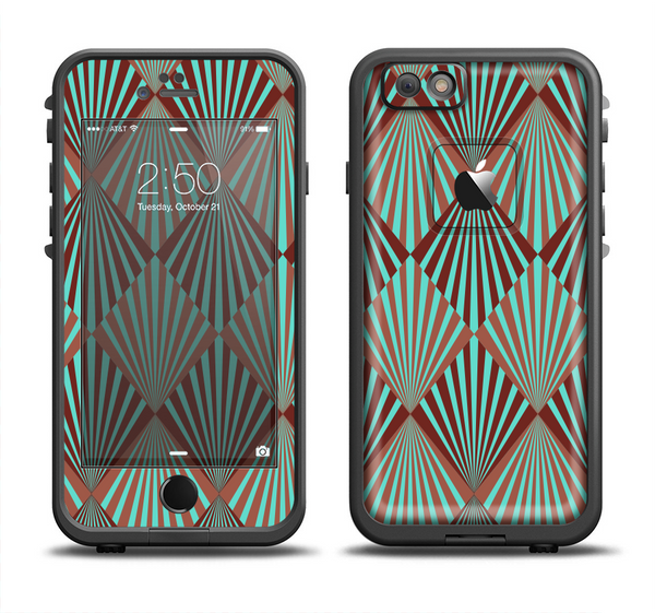 The Green and Brown Diamond Pattern Apple iPhone 6 LifeProof Fre Case Skin Set
