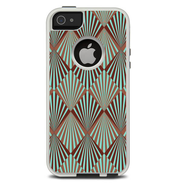 The Green and Brown Diamond Pattern Skin For The iPhone 5-5s Otterbox Commuter Case