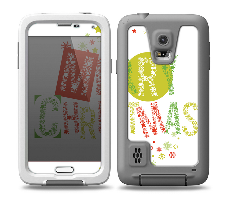 The Green and Red Merry Christmas Skin for the Samsung Galaxy S5 frē LifeProof Case
