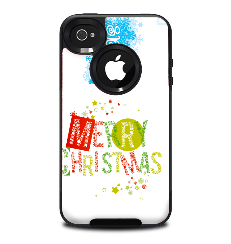 The Green and Red Merry Christmas Skin for the iPhone 4-4s OtterBox Commuter Case
