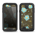 The Green and Subtle Blue Floral Pattern Samsung Galaxy S4 LifeProof Fre Case Skin Set