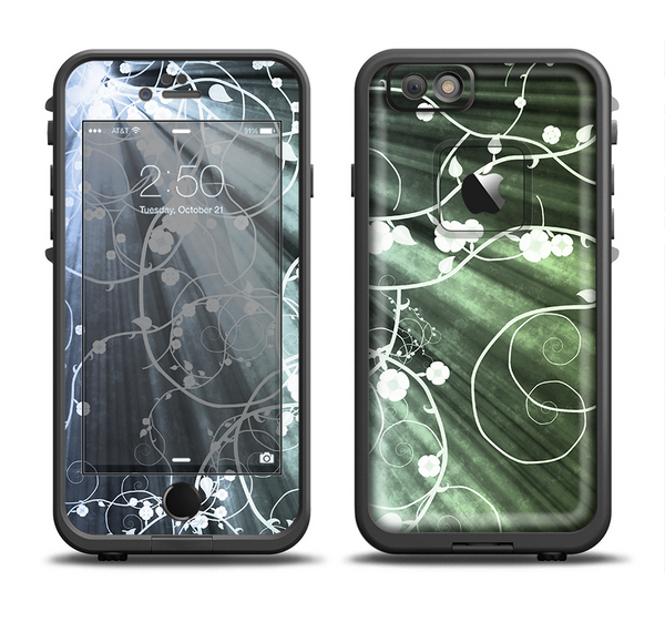 The Green and White Light Arrays with Glowing Vines Apple iPhone 6 LifeProof Fre Case Skin Set