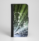 The Green and White Light Arrays with Glowing Vines Ink-Fuzed Leather Folding Wallet Case for the iPhone 6/6s, 6/6s Plus, 5/5s and 5c