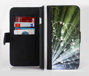 The Green and White Light Arrays with Glowing Vines Ink-Fuzed Leather Folding Wallet Credit-Card Case for the Apple iPhone 6/6s, 6/6s Plus, 5/5s and 5c