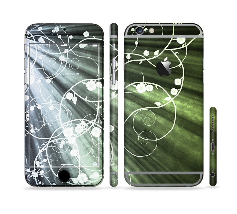 The Green and White Light Arrays with Glowing Vines Sectioned Skin Series for the Apple iPhone 6 Plus
