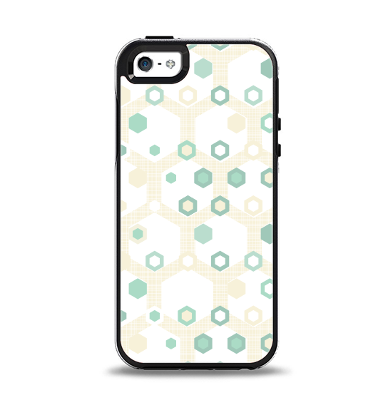 The Green and Yellow Layered Vintage Hexagons Apple iPhone 5-5s Otterbox Symmetry Case Skin Set