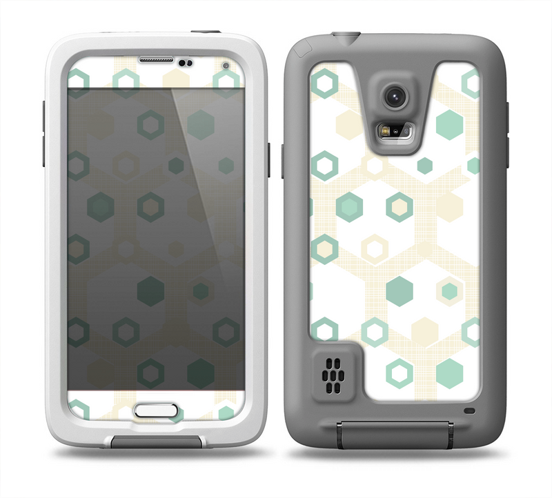 The Green and Yellow Layered Vintage Hexagons Skin for the Samsung Galaxy S5 frē LifeProof Case