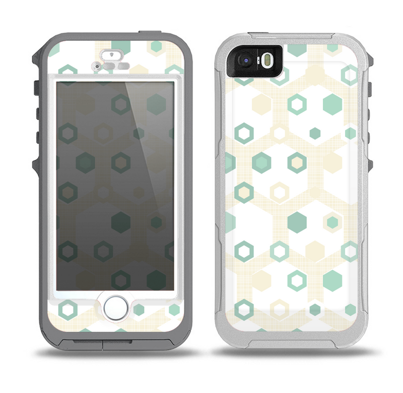 The Green and Yellow Layered Vintage Hexagons Skin for the iPhone 5-5s OtterBox Preserver WaterProof Case
