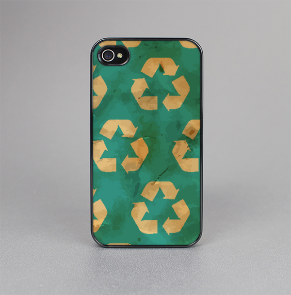The Green and Yellow RECYCLE Pattern V2 Skin-Sert for the Apple iPhone 4-4s Skin-Sert Case