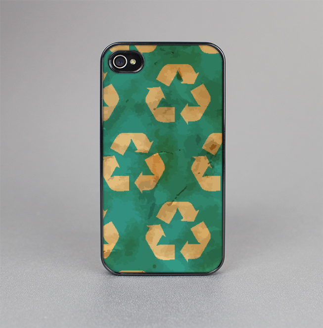 The Green and Yellow RECYCLE Pattern V2 Skin-Sert for the Apple iPhone 4-4s Skin-Sert Case