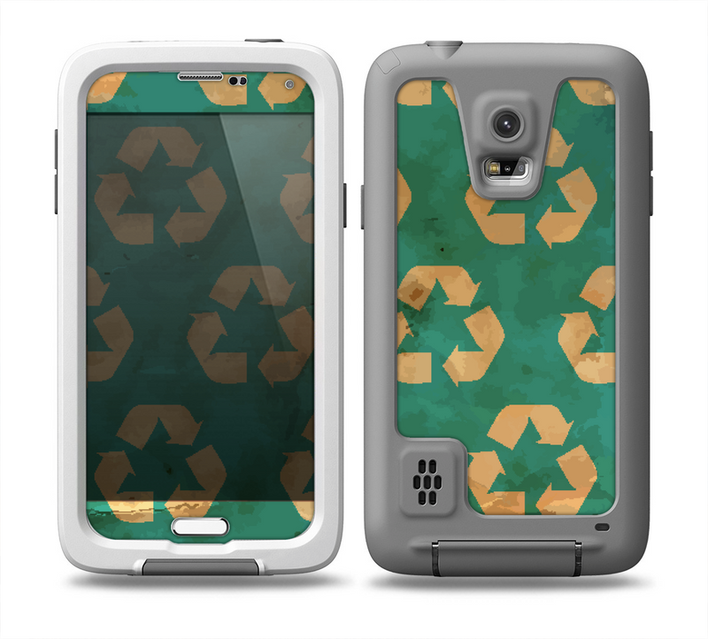 The Green and Yellow RECYCLE Pattern V2 Skin for the Samsung Galaxy S5 frē LifeProof Case