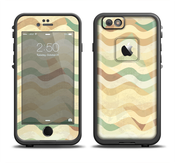 The Green and Yellow Wave Pattern v3 Apple iPhone 6 LifeProof Fre Case Skin Set
