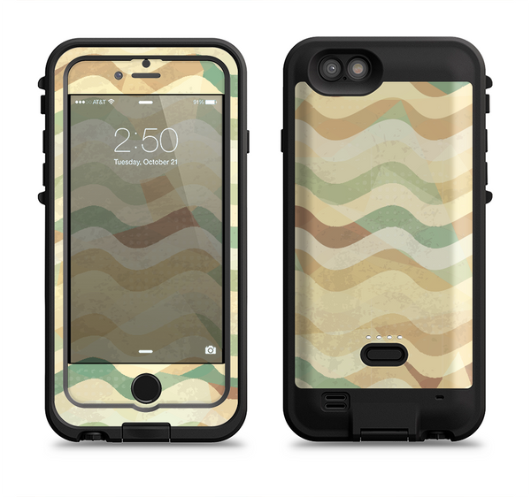 The Green and Yellow Wave Pattern v3 Apple iPhone 6/6s LifeProof Fre POWER Case Skin Set