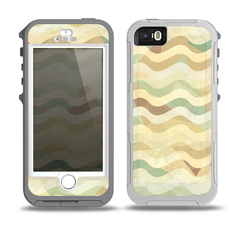 The Green and Yellow Wave Pattern v3 Skin for the iPhone 5-5s OtterBox Preserver WaterProof Case