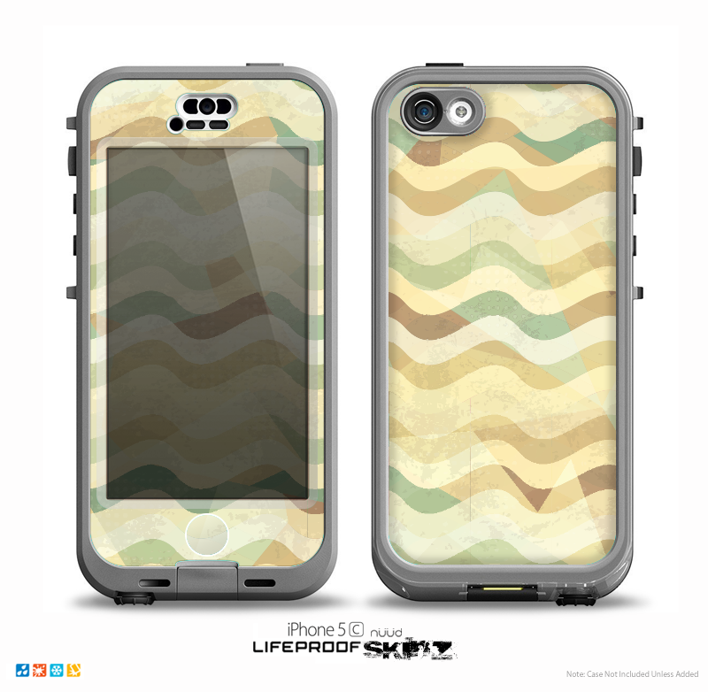 The Green and Yellow Wave Pattern v3 Skin for the iPhone 5c nüüd LifeProof Case
