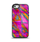 The Grunge Abstract Pink Painted Shapes Apple iPhone 5-5s Otterbox Symmetry Case Skin Set
