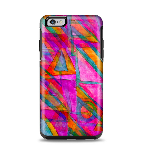 The Grunge Abstract Pink Painted Shapes Apple iPhone 6 Plus Otterbox Symmetry Case Skin Set