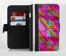 The Grunge Abstract Pink Painted Shapes Ink-Fuzed Leather Folding Wallet Credit-Card Case for the Apple iPhone 6/6s, 6/6s Plus, 5/5s and 5c