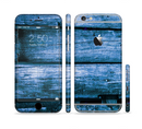 The Grunge Blue Wood Planks Sectioned Skin Series for the Apple iPhone 6s Plus