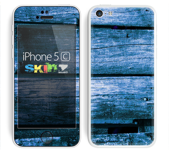 The Grunge Blue Wood Planks Skin for the Apple iPhone 5c