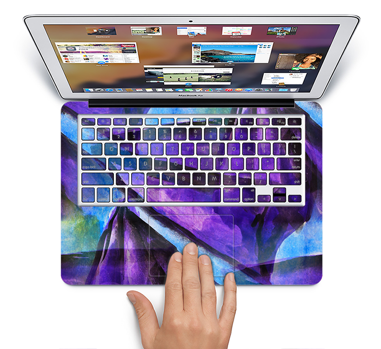 The Grunge Dark Blue Painted Overlay Skin Set for the Apple MacBook Pro 15" with Retina Display