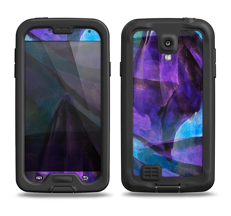 The Grunge Dark Blue Painted Overlay Samsung Galaxy S4 LifeProof Fre Case Skin Set