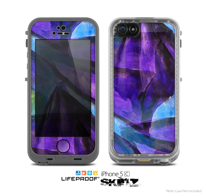 The Grunge Dark Blue Painted Overlay Skin for the Apple iPhone 5c LifeProof Case