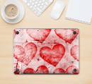 The Grunge Dark & Light Red Hearts Skin Kit for the 12" Apple MacBook (A1534)