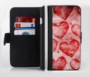 The Grunge Dark & Light Red Hearts Ink-Fuzed Leather Folding Wallet Credit-Card Case for the Apple iPhone 6/6s, 6/6s Plus, 5/5s and 5c