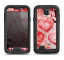 The Grunge Dark & Light Red Hearts Samsung Galaxy S4 LifeProof Fre Case Skin Set
