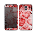 The Grunge Dark & Light Red Hearts Skin For the Samsung Galaxy S5