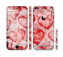 The Grunge Dark & Light Red Hearts Sectioned Skin Series for the Apple iPhone 6s Plus