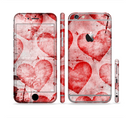 The Grunge Dark & Light Red Hearts Sectioned Skin Series for the Apple iPhone 6s