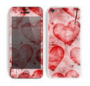 The Grunge Dark & Light Red Hearts Skin for the Apple iPhone 5c