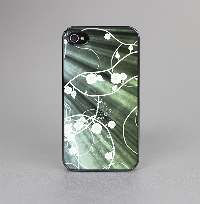 The Grunge Green Rays of Light with Glowing Vine Skin-Sert for the Apple iPhone 4-4s Skin-Sert Case