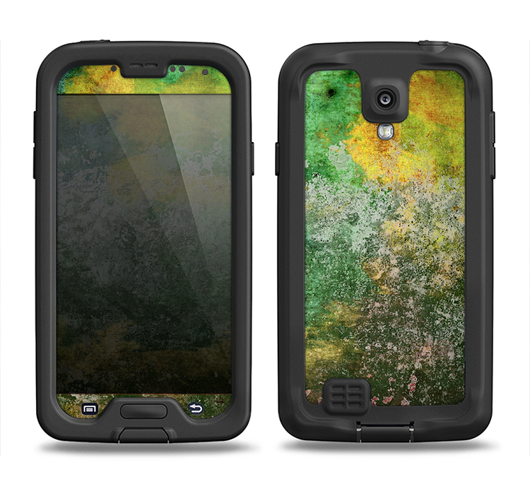 The Grunge Green & Yellow Surface Samsung Galaxy S4 LifeProof Nuud Case Skin Set