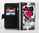 The Grunge Love Rocks Ink-Fuzed Leather Folding Wallet Credit-Card Case for the Apple iPhone 6/6s, 6/6s Plus, 5/5s and 5c