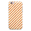 The Grunge Orange and White Slanted Lines iPhone 6/6s or 6/6s Plus 2-Piece Hybrid INK-Fuzed Case
