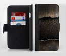 The Grunge Ripped Metal with Bevel Ink-Fuzed Leather Folding Wallet Credit-Card Case for the Apple iPhone 6/6s, 6/6s Plus, 5/5s and 5c