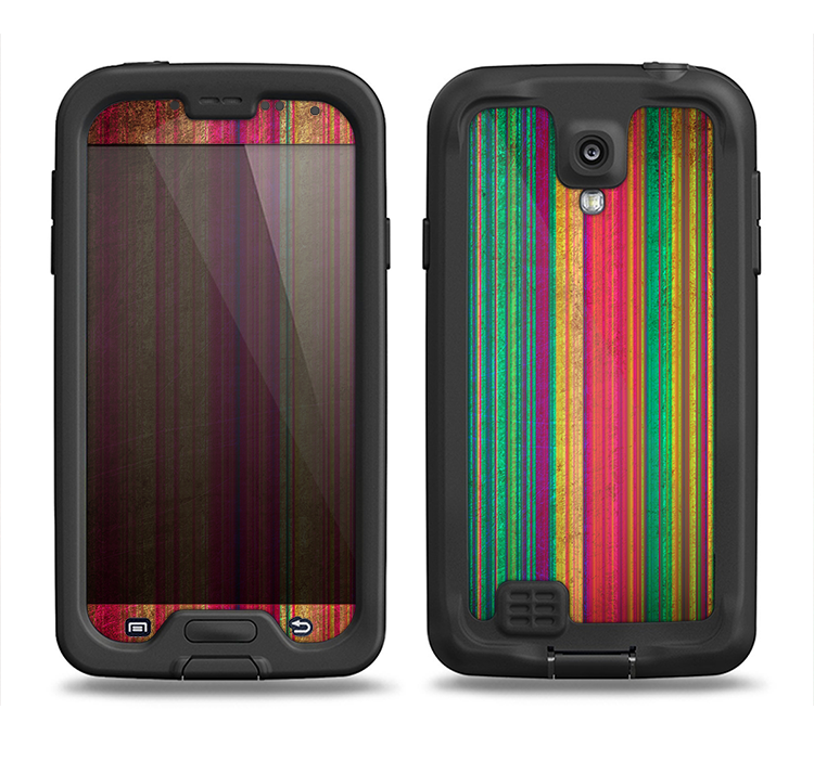 The Grunge Thin Vibrant Strips Samsung Galaxy S4 LifeProof Fre Case Skin Set