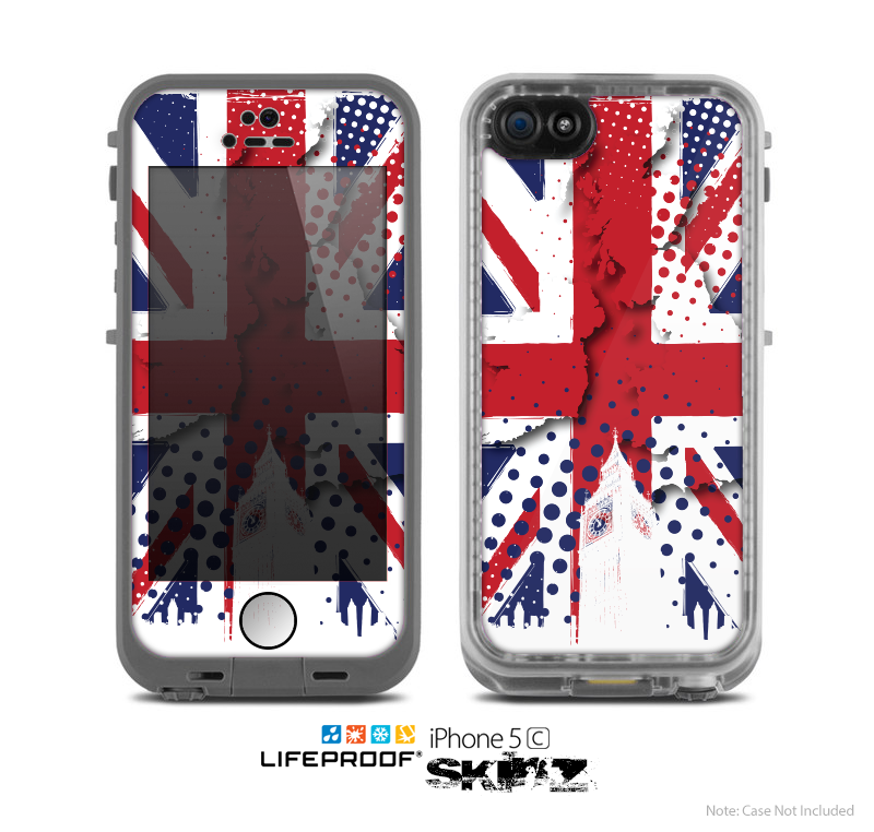 The Grunge Vector London England Flag Skin for the Apple iPhone 5c LifeProof Case