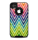 The Grunge Vibrant Green and Neon Chevron Pattern Skin for the iPhone 4-4s OtterBox Commuter Case