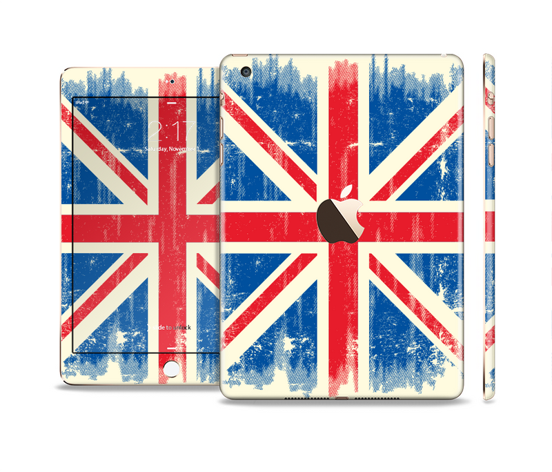 The Grunge Vintage Textured London England Flag Full Body Skin Set for the Apple iPad Mini 3