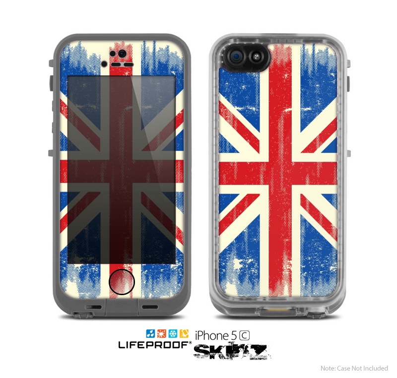 The Grunge Vintage Textured London England Flag Skin for the Apple iPhone 5c LifeProof Case