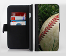 The Grunge Worn Baseball Ink-Fuzed Leather Folding Wallet Credit-Card Case for the Apple iPhone 6/6s, 6/6s Plus, 5/5s and 5c
