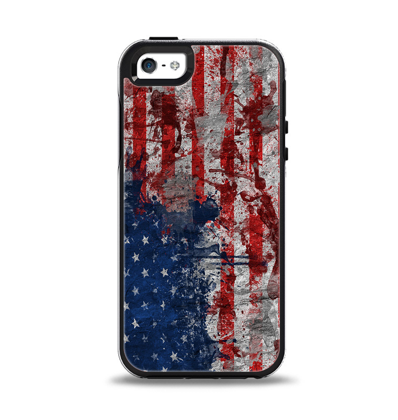 The Grungy American Flag Apple iPhone 5-5s Otterbox Symmetry Case Skin Set