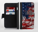 The Grungy American Flag Ink-Fuzed Leather Folding Wallet Credit-Card Case for the Apple iPhone 6/6s, 6/6s Plus, 5/5s and 5c