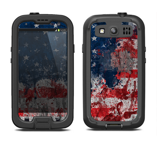 The Grungy American Flag Samsung Galaxy S3 LifeProof Fre Case Skin Set